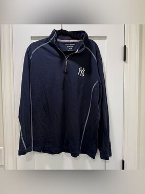 Tommy Bahama Navy NY Yankees Quarter-Zip Pullover